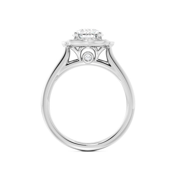 Heirloom Round Solitaire Diamond Engagement Ring with Halo and Diamond Band